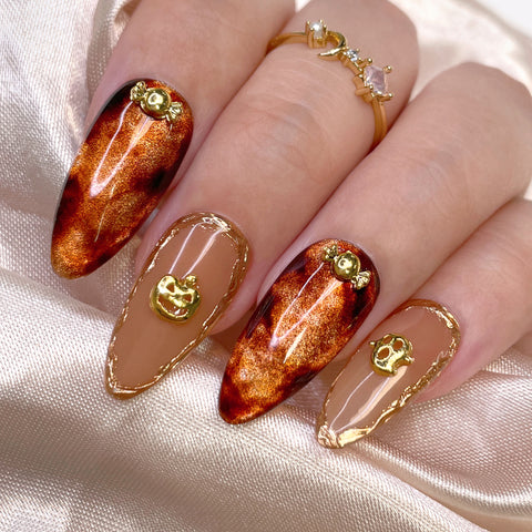 Mini Halloween Charms Mix Gold Silver Tiny Pumpkin Ghost Candy Bat Nail Decor Metal