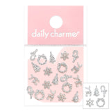 Mini Christmas Charms Mix / Silver Tiny Snowflake Candy Cane Reindeer Wreath Nail Decor Metal