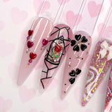 Enchanted Rose Enamel Charms Mix Nail Art Red White Valentine's Day Design