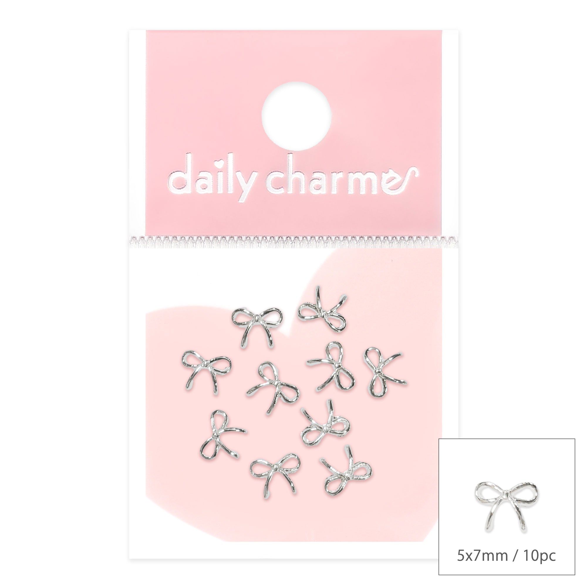 Delicate Coquette Bow / Silver Delicate Coquette Bow / Silver Tiny Nail Art Supplies Charm Studs Popular 2024