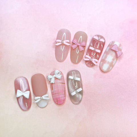 Ballerina Ribbon Bow Mix / White Nail Art Supply Charm Stud Jewelry Pearl Coquette Balletcore