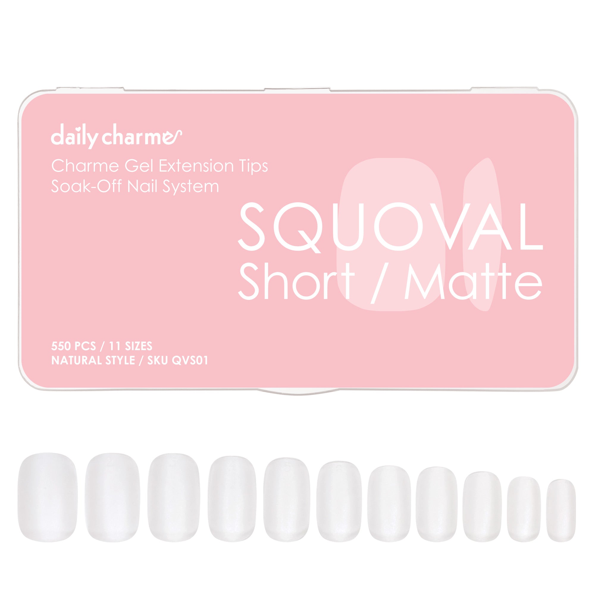 Charme Gel Extension Tips / Squoval / Short / Matte Clear Charme Gel Extension Tips / Squoval / Short / Matte Clear Soft Gel X