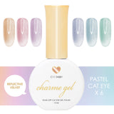 Charme Gel Pastel Velvet Cat Eye Collection / 6 Colors Magnetic Nail Polish Pink Gold Purple Green Spring Summer Trend