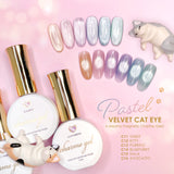 Charme Gel Pastel Velvet Cat Eye Collection / 6 Colors Magnetic Nail Polish Pink Gold Purple Green Spring Summer Trend