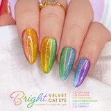 Charme Gel Bright Velvet Cat Eye Magnetic Polish / 6 Colors Rainbow Red Blue Green Purple