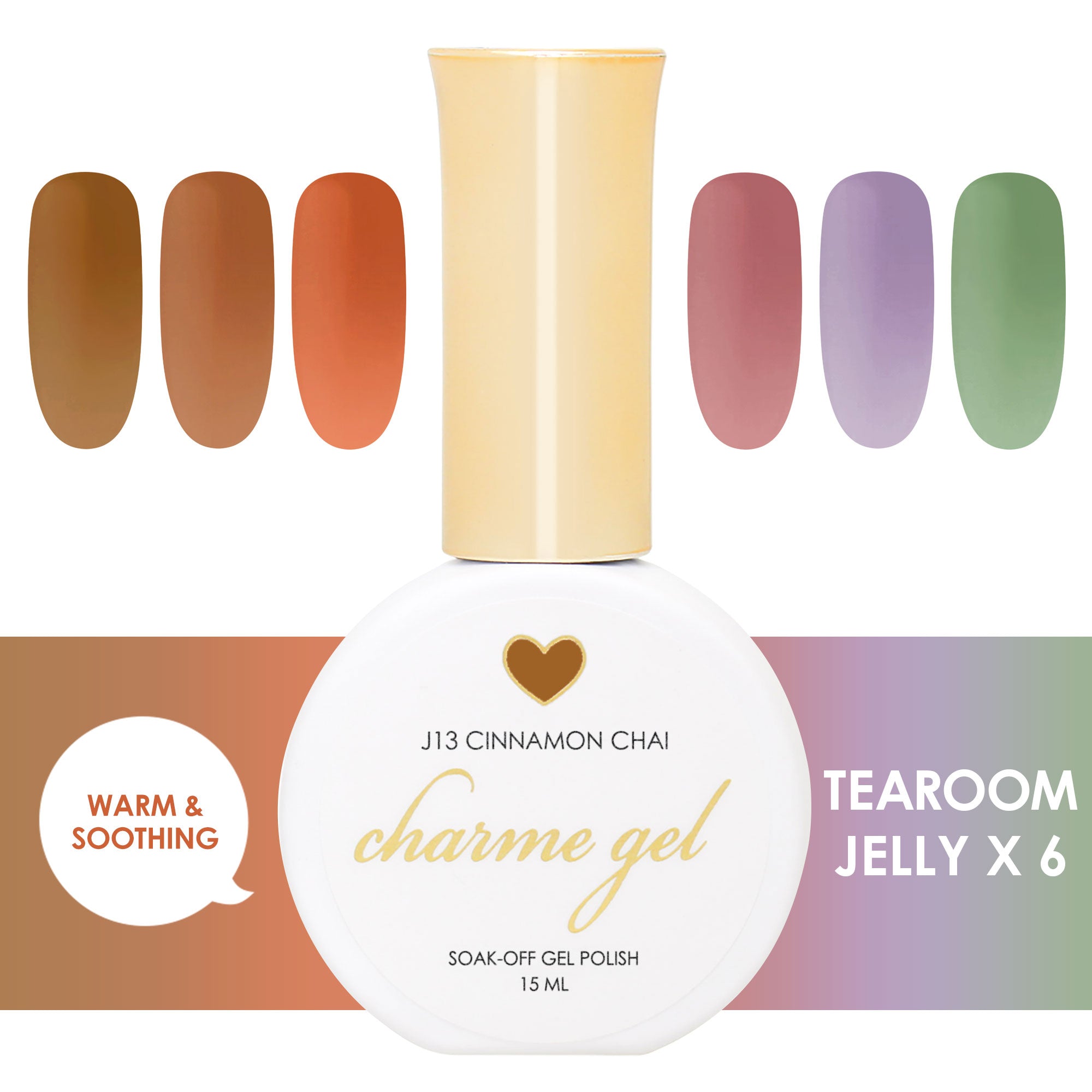 Charme Gel Tearoom Jelly Collection / 6 Colors Charme Gel Tearoom Jelly Collection / 6 Colors Dark Beige Brown Red Purple Green Nail Polish Fall 2023 Trend