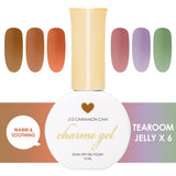 Charme Gel Tearoom Jelly Collection / 6 Colors Dark Beige Brown Red Purple Green Nail Polish Fall 2023 Trend