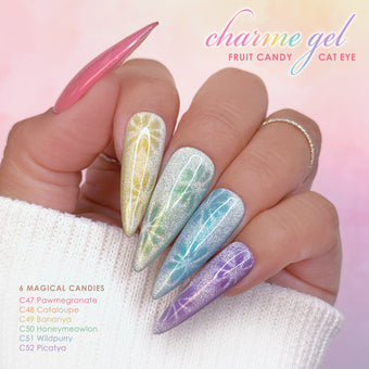 Charme Gel Fruit Candy Cat Eye Collection / 6 Colors Rainbow Bright Magnetic Nail Polish Flower Daisy Spring Nail
