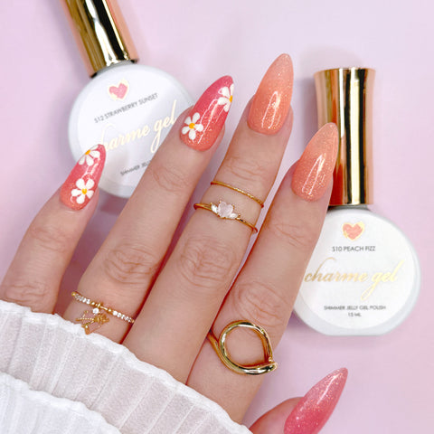 Charme Gel / Shimmer Jelly S10 Peach Fizz Orange Summer Nail Polish Fun