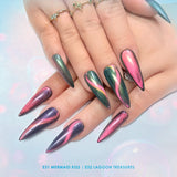 Charme Gel / Cat Eye E32 Lagoon Treasures Green Pink Orange Chameleon Magnetic Nail Polish Color Shifting