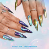 Charme Gel / Cat Eye E34 Golden Serenade Gold Blue Teal Chameleon Magnetic Nail Polish Color Shifting
