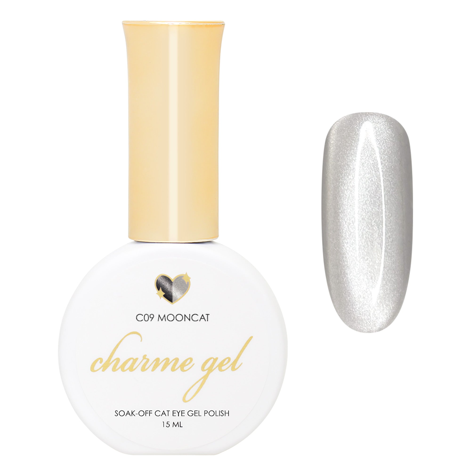 Charme Gel / Cat Eye C09 Mooncat Satin Silk Nail Polish Silver Clear