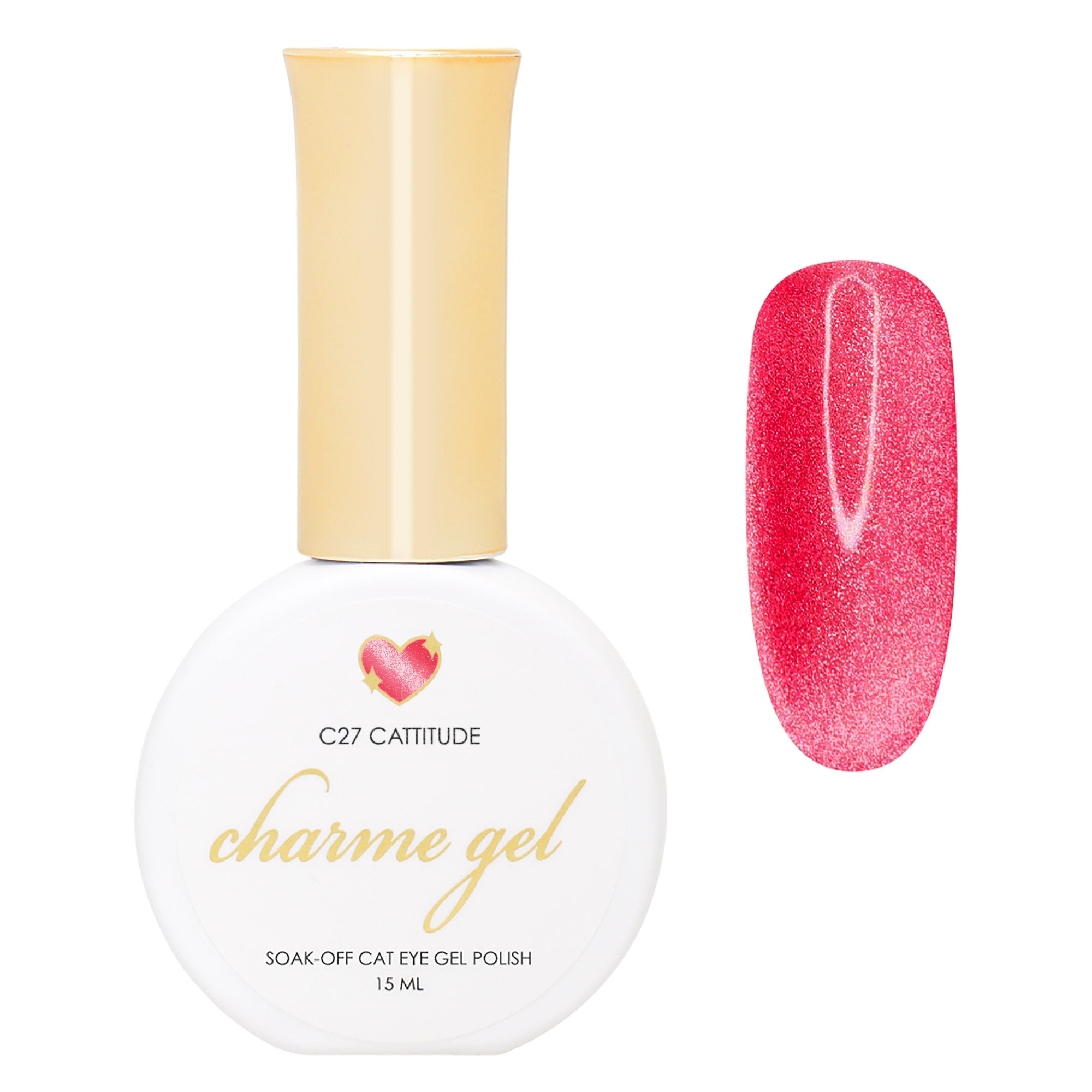 Charme Gel / Cat Eye C27 Cattitude Bright Cherry Red Magnetic Polish Nail 