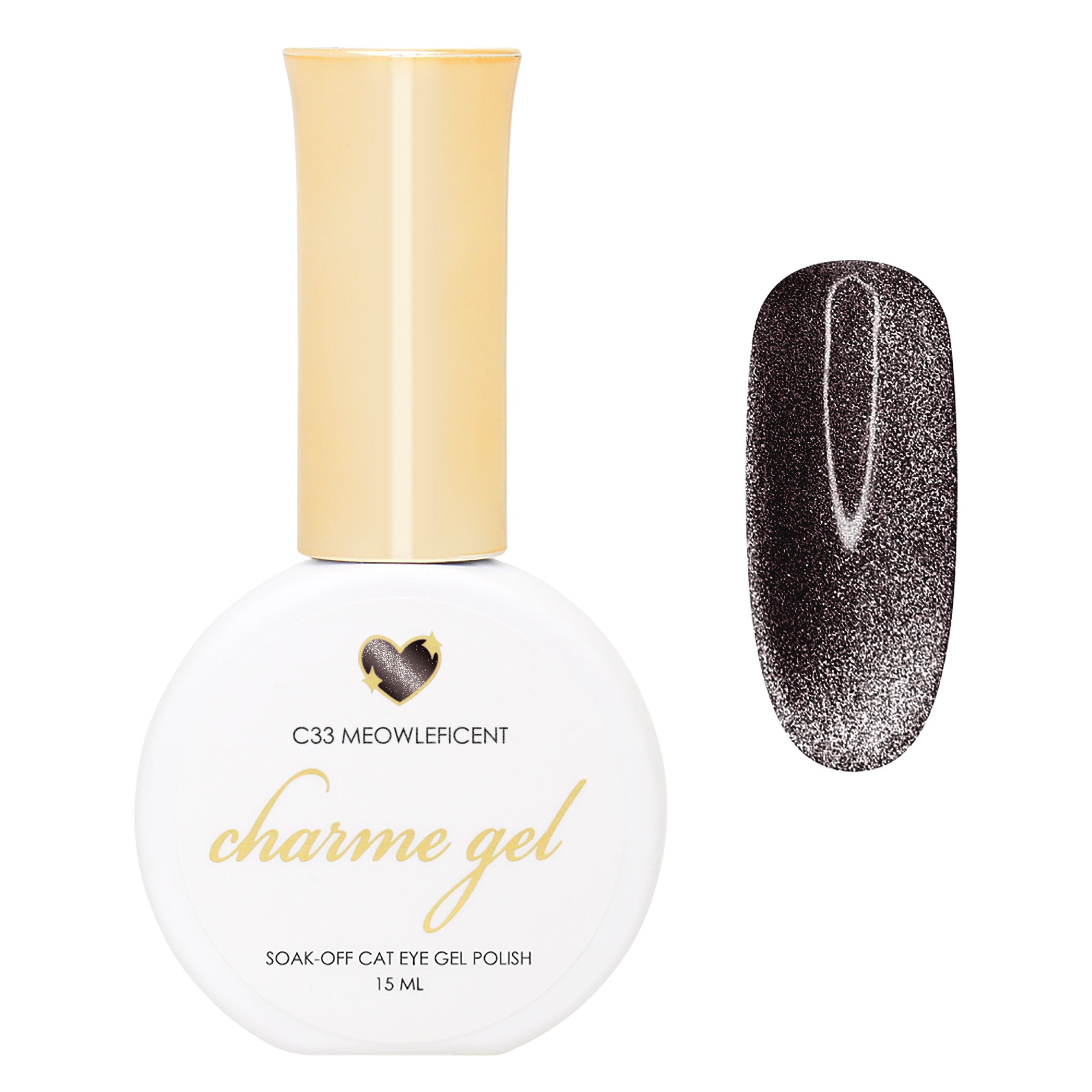 Charme Gel / Cat Eye C33 Meowleficent Black Cat Eye Nail Polish Quality Reflective