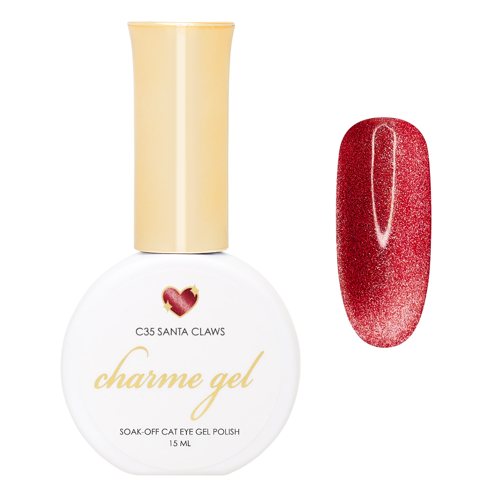 Charme Gel / Cat Eye C35 Santa Claws Perfect Red Magnetic Nail Polish for Christmas Halloween Valentine