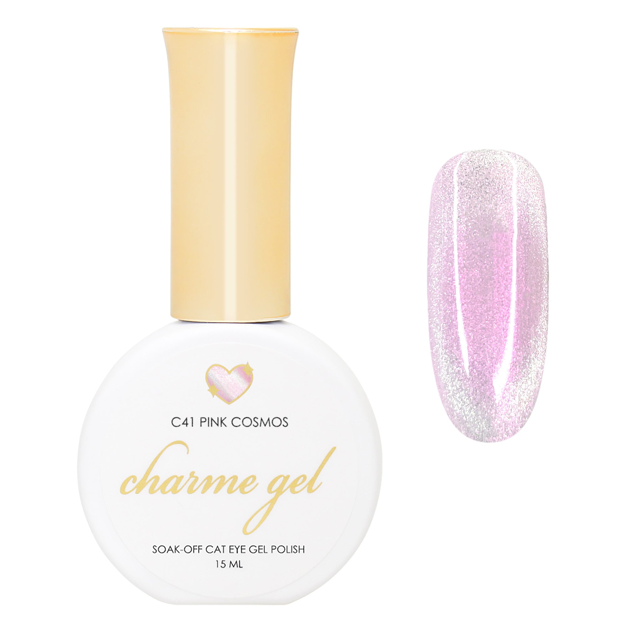 Charme Gel / Cat Eye C41 Pink Cosmos Magnetic Nail Polish Quality Dreamy Iridescent