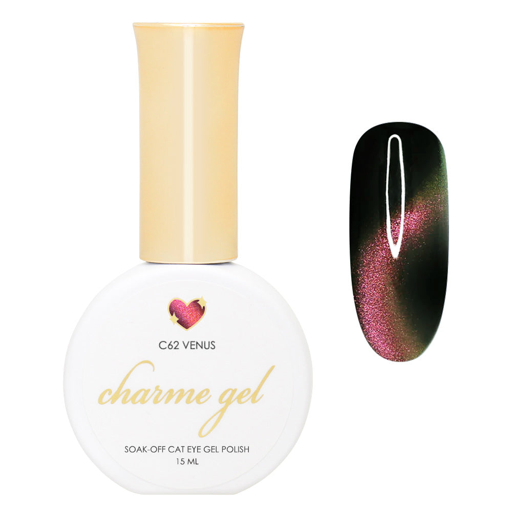Charme Gel / Cat Eye C62 Venus Charme Gel / Cat Eye C62 Venus Pink Gold Polish Cateye Nail Art