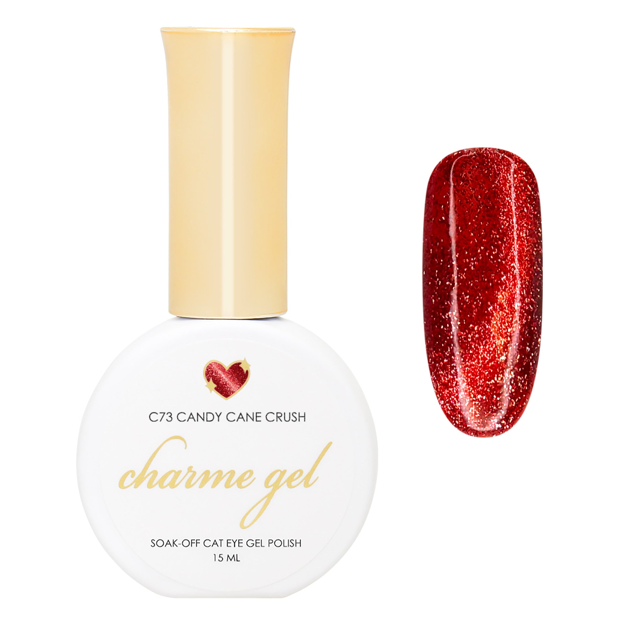 Charme Gel / Cat Eye C73 Candy Cane Crush Charme Gel / Cat Eye C73 Candy Cane Crush Red Nail Polish Glitter