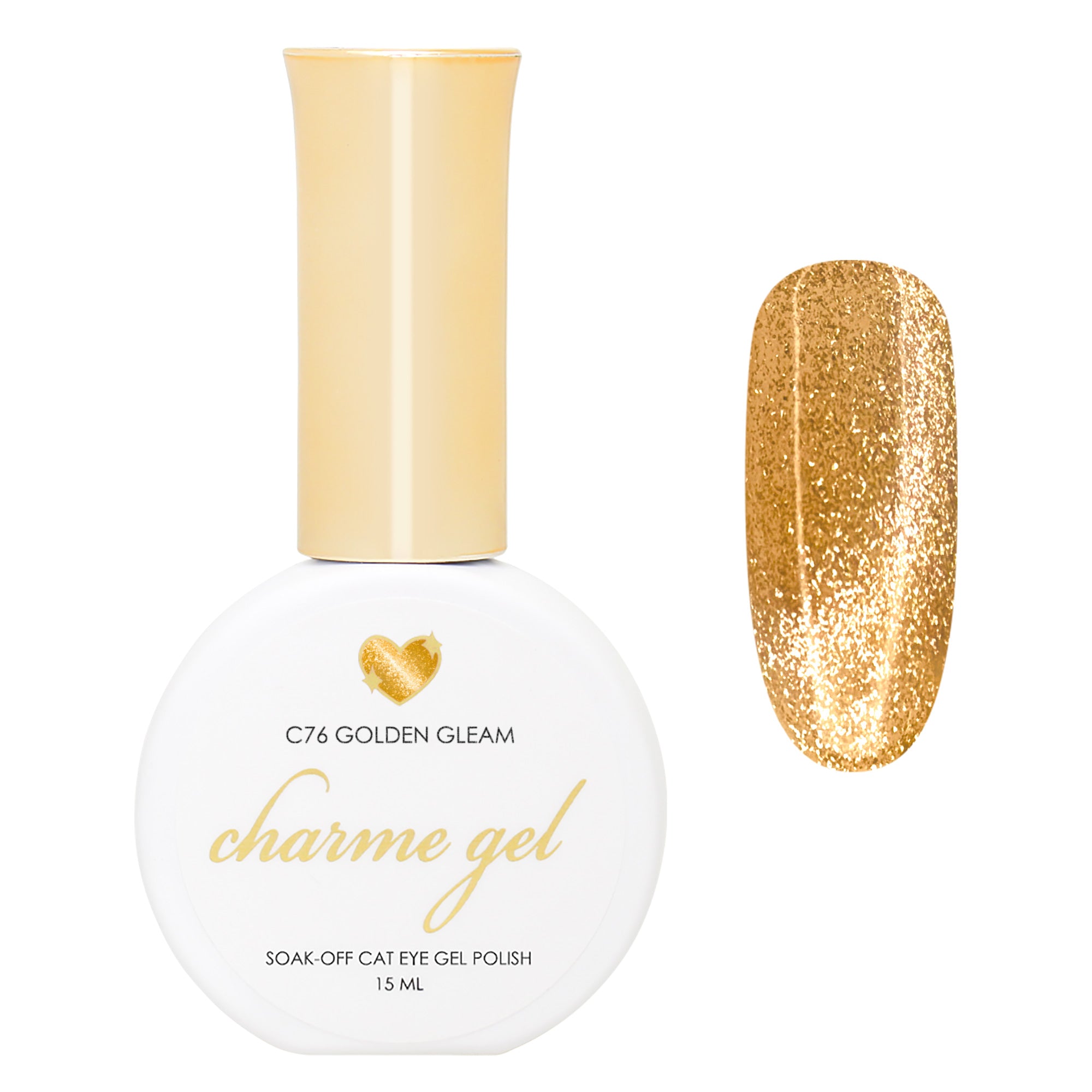 Charme Gel / Cat Eye C76 Golden Gleam Charme Gel / Cat Eye C76 Golden Gleam Gold Glitter Nail Polish Magnetic Festive New Year Christmas