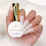 Charme Gel / Glow in the Dark D13 Glowy Gelly Nail Polish Topper Milky with White Chrome Glazed