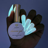 Charme Gel / Glow in the Dark D13 Glowy Gelly Nail Polish Topper Milky with White Chrome Glazed