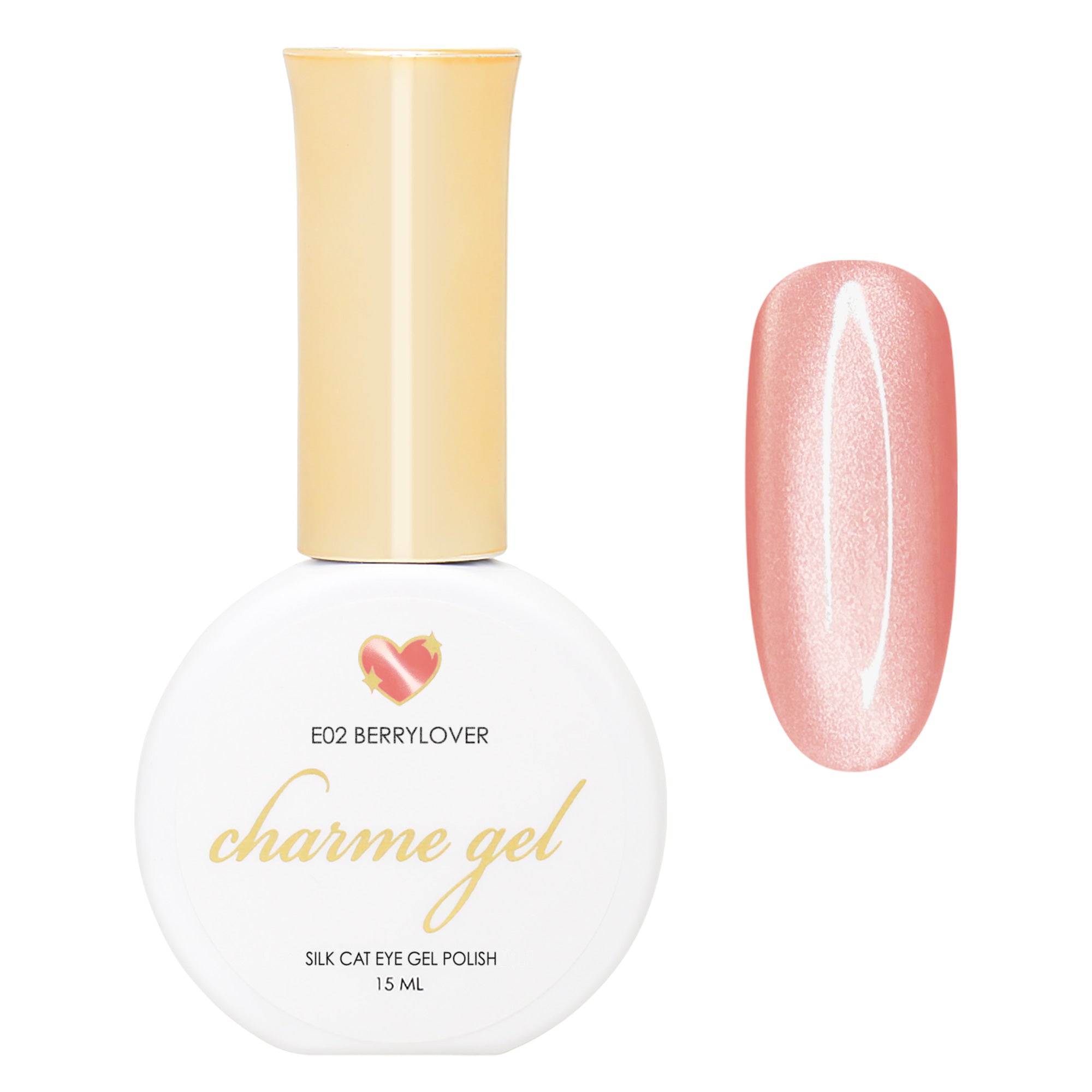 Charme Gel / Cat Eye E02 Berrylover Charme Gel / Cat Eye E02 Berrylover Satin Silk Peach Coral Pink Magnetic Gel Nail Polish