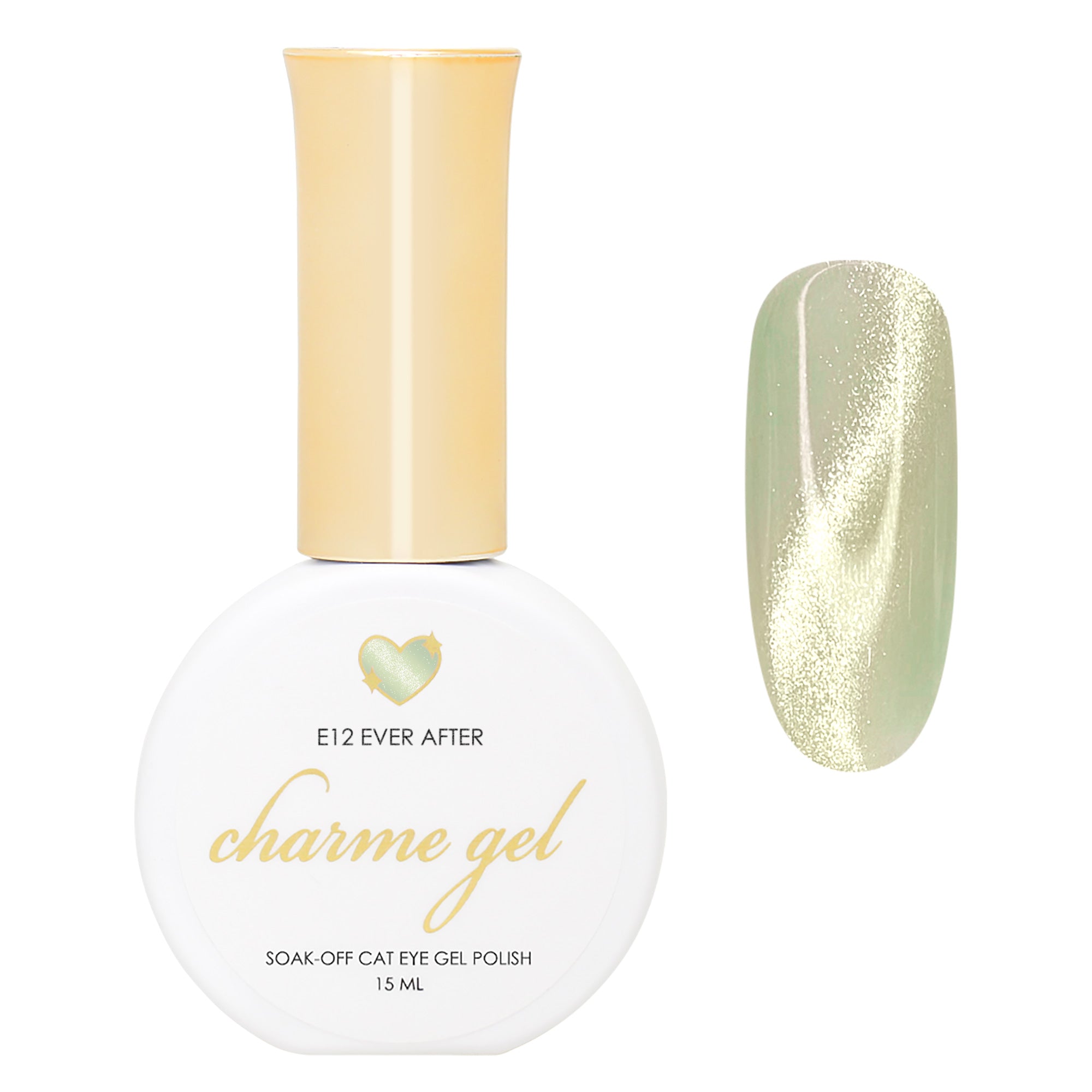 Charme Gel / Cat Eye E12 Ever After Charme Gel / Cat Eye E12 Ever After Green Jade Golden Magnetic Nail Polish