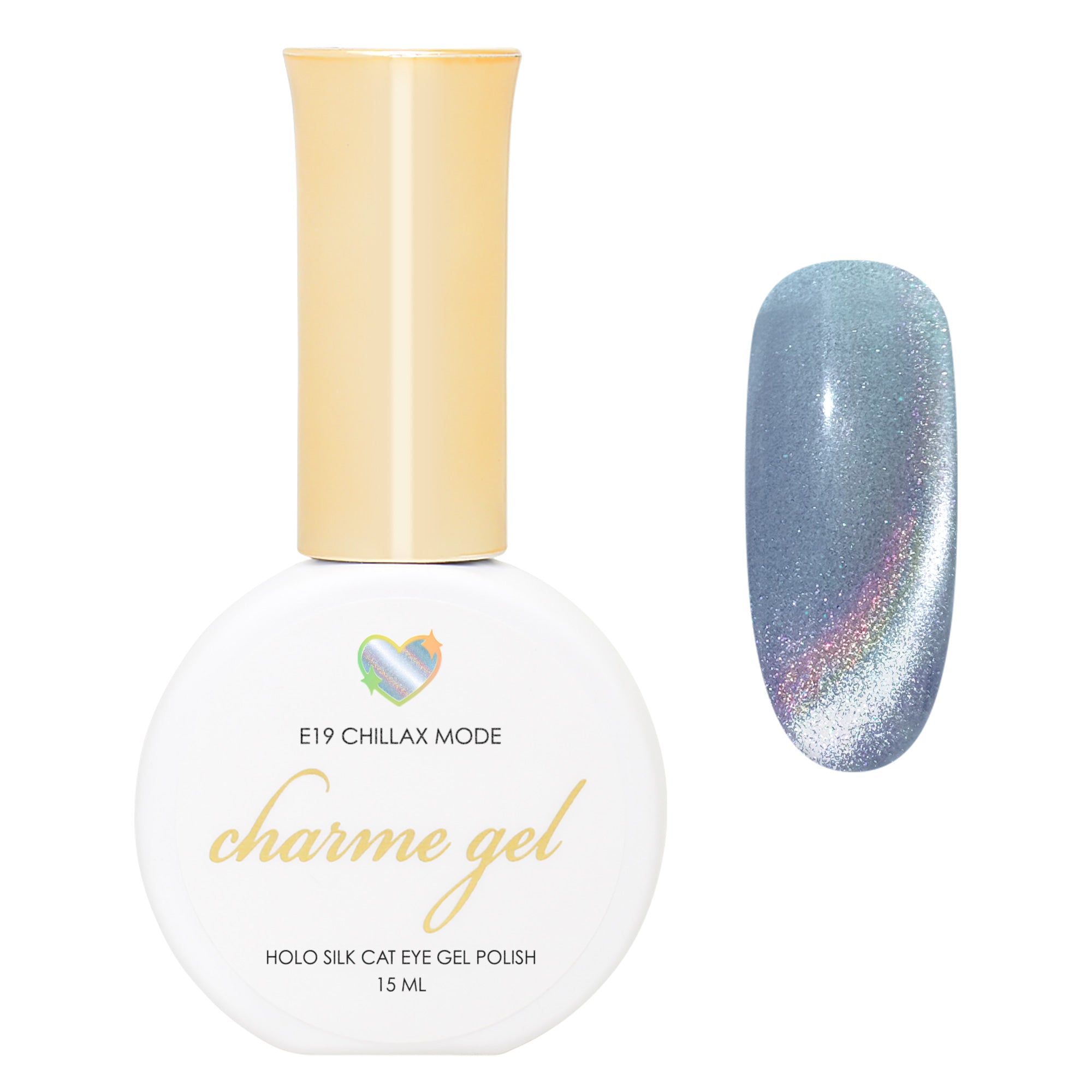 Charme Gel / Cat Eye E19 Chillax Mode Charme Gel / Cat Eye E19 Chillax Mode Blue Holo Holographic Silk Magnetic Nail Polish Cool Genz Y2K