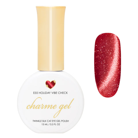 Charme Gel / Cat Eye E55 Holiday Vibe Check Red Nail Polish Magnetic Flash