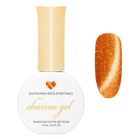 Charme Gel / Cat Eye E56 Pumpkin Spice Everything Orange Magnetic Nail Polish Thanksgiving Halloween Color