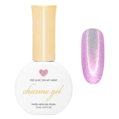 Charme Gel / Fairy Flakes F02 Lilac on My Mind Iridescent Shimmer / Spring / Easter / Glitter Nail Polish