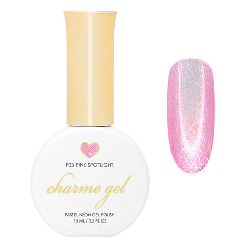 Charme Gel / Fairy Flakes F03 Pink Spotlight Nail Polish Shimmer / Spring / Glitter / Easter