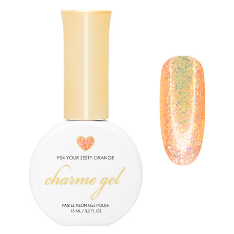 Charme Gel / Fairy Flakes F04 Your Zesty Orange Nail Polish Glitters / Spring / Easter / Shimmer