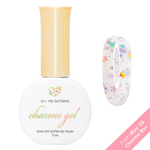 Charme Gel G11 Y2K Glitterati Glitter Star Pastel Holo Pink Nail Polish