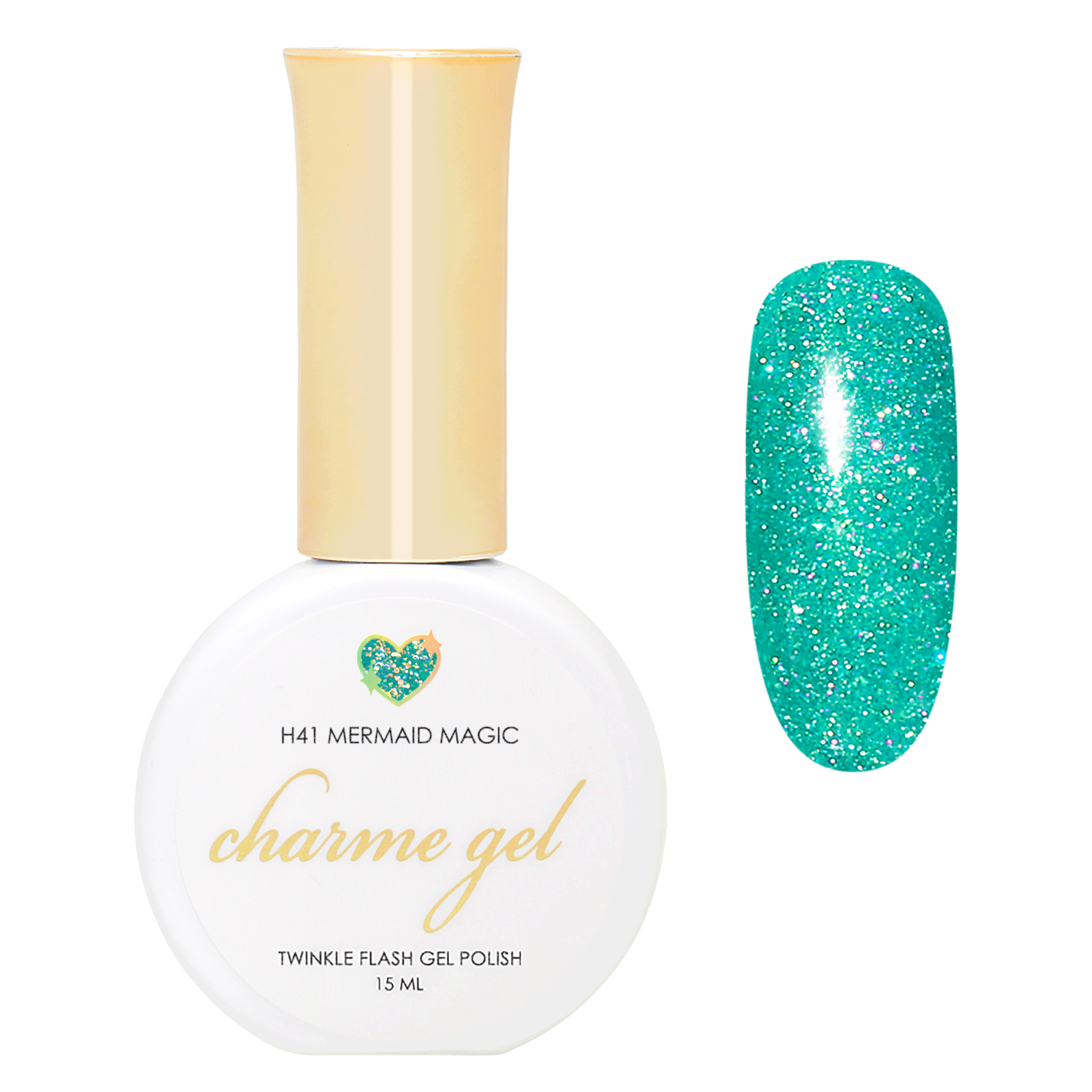 Charme Gel / Rainbow Holo Twinkle H41 Mermaid Magic Charme Gel / Rainbow Holo Twinkle H41 Mermaid Magic Turquoise Nail Polish Holographic Bright Style