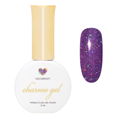 Charme Gel / Holoday Twinkle H55 Serenity Deep Magenta Purple Nail Polish