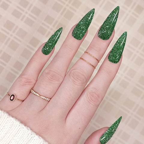 Charme Gel / Holoday Twinkle H57 Mistletoe Green Flash Nail Polish