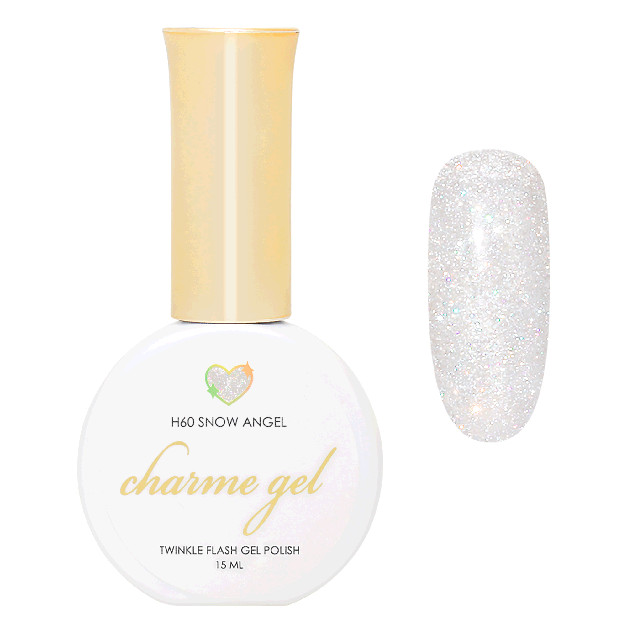Charme Gel / Holoday Twinkle H60 Snow Angel Charme Gel / Holoday Twinkle H60 Snow Angel White Nail Polish