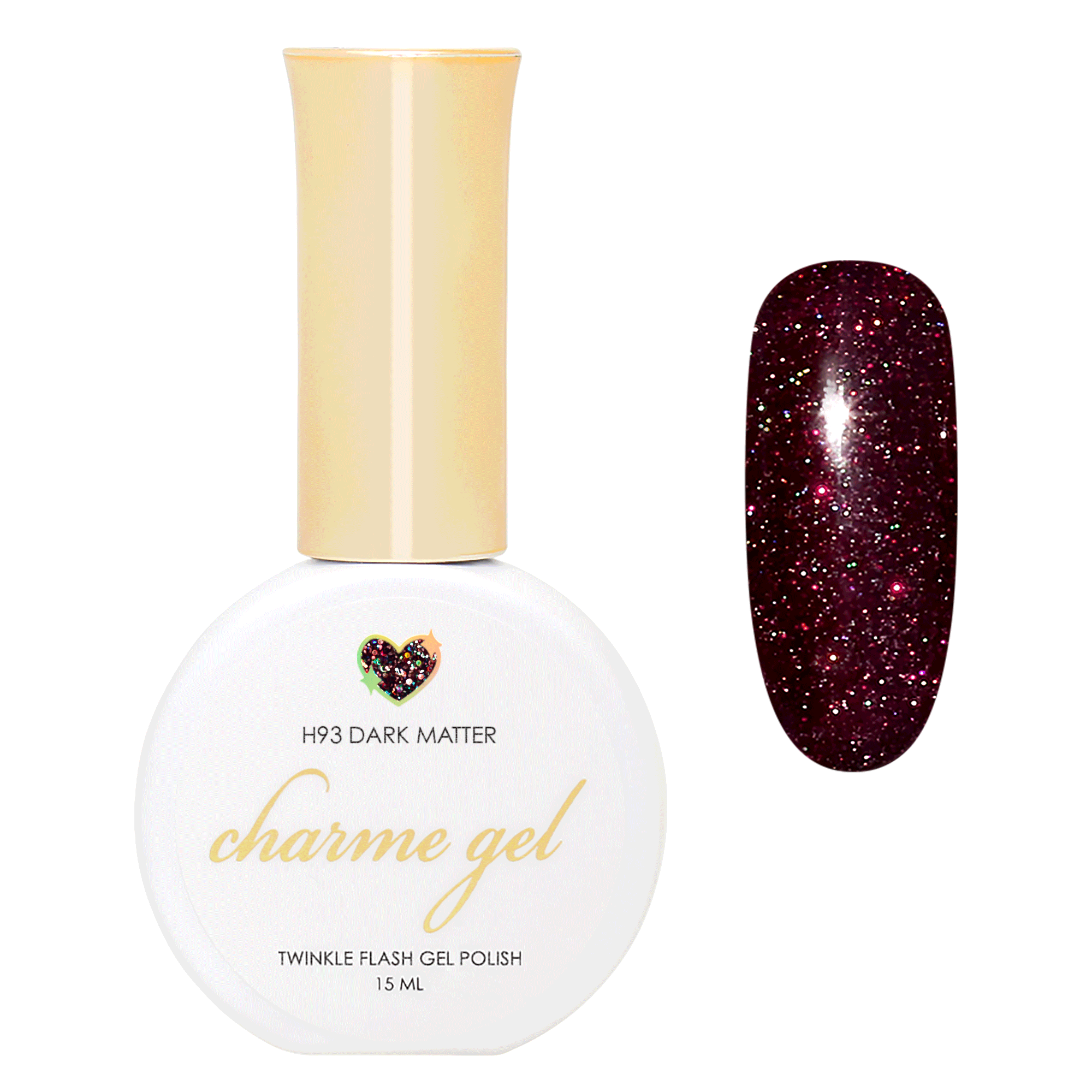 Charme Gel / Galaxy Holo Twinkle Flash H93 Dark Matter Charme Gel H93 Dark Matter | Dark Burgundy Holographic Twinkle Flash Gel