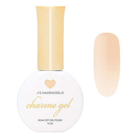 Charme Gel / J12 Mademoiselle Light Beige Sheer Nail Polish Glazed Donut Chrome