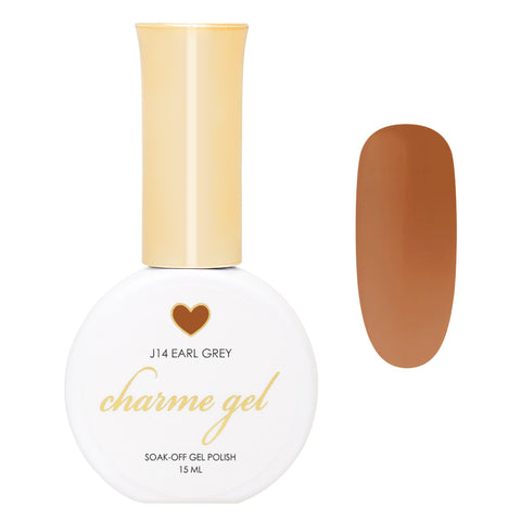 Charme Gel / Jelly J14 Earl Grey Warm Brown Orange Undertone Sheer Nail Polish