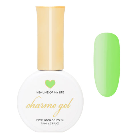 Charme Gel / Neon N26 Lime of My Life Pastel Green Nail Polish Bright Fun Spring