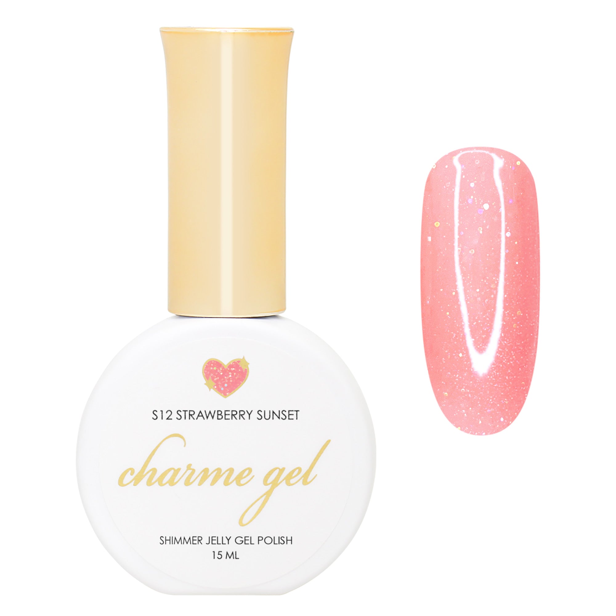 Charme Gel / Shimmer Jelly S12 Strawberry Sunset Charme Gel / Shimmer Jelly S12 Strawberry Sunset Coral Red Nail Polish Iridescent Holographic Summer Trend