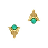 Art Deco Round Turquoise Gem / Gold Nail Charm Jewelry 3D Decor