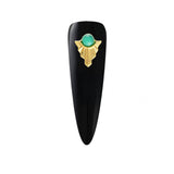 Art Deco Round Turquoise Gem / Gold Nail Charm Jewelry 3D Decor