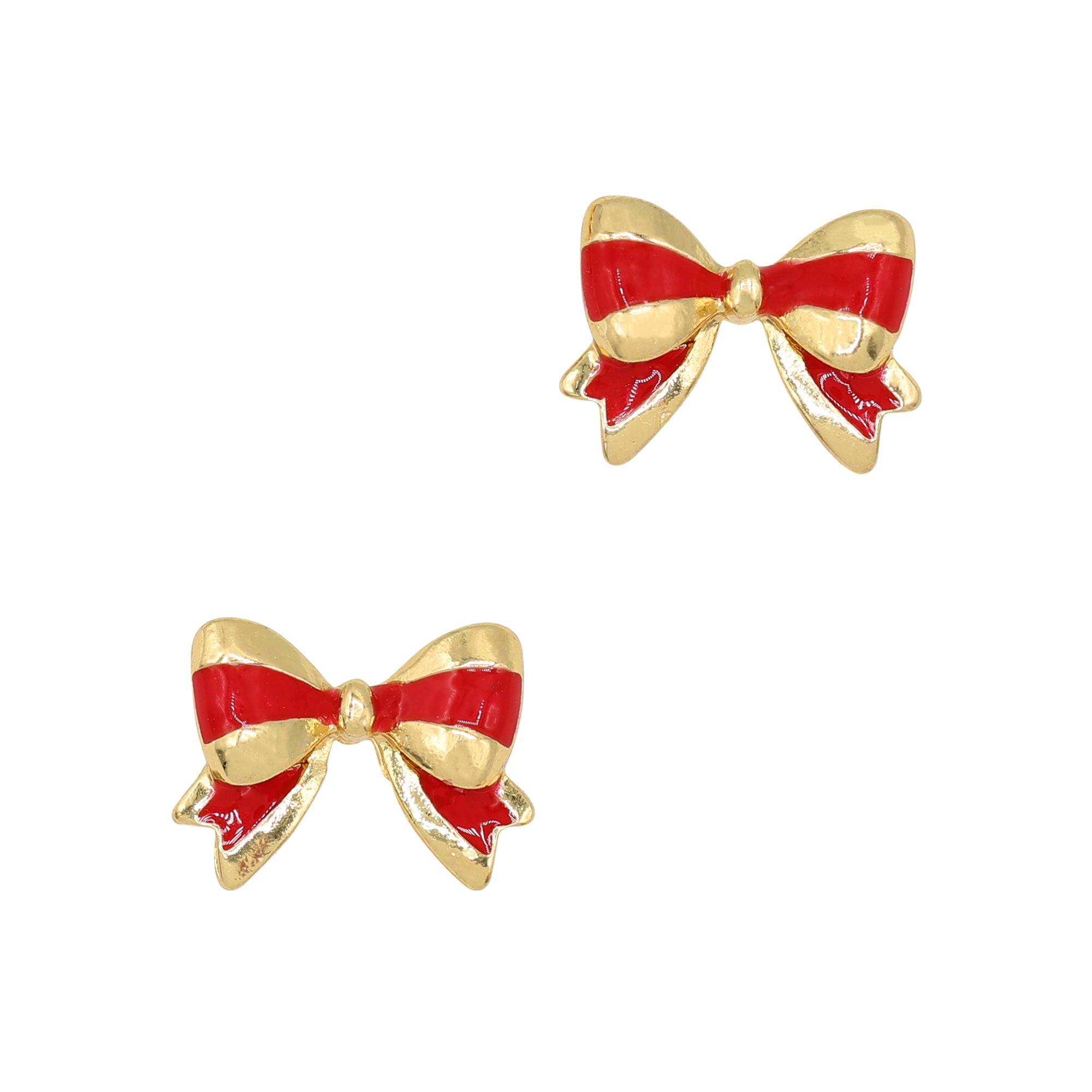 Regal Ribbon Bow / Gold Regal Ribbon Bow / Gold Holiday Christmas Nail Charm Jewelry Gold Red Festive Decorations