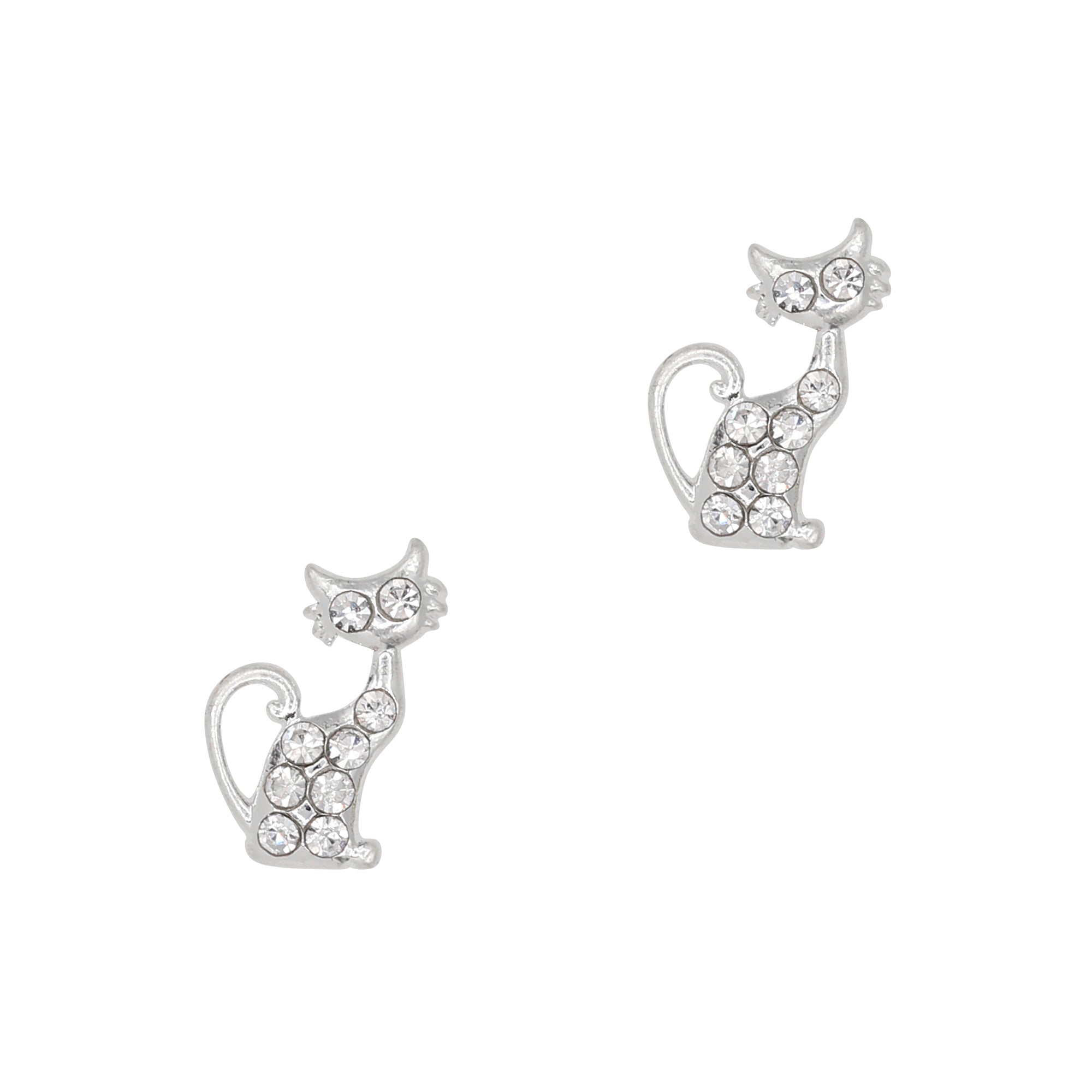 Halloween Cat / Silver 3D Nail Charm Jewelry Halloween Cat / Silver Clear Crystal Cute Cat Lover Musthave Decor