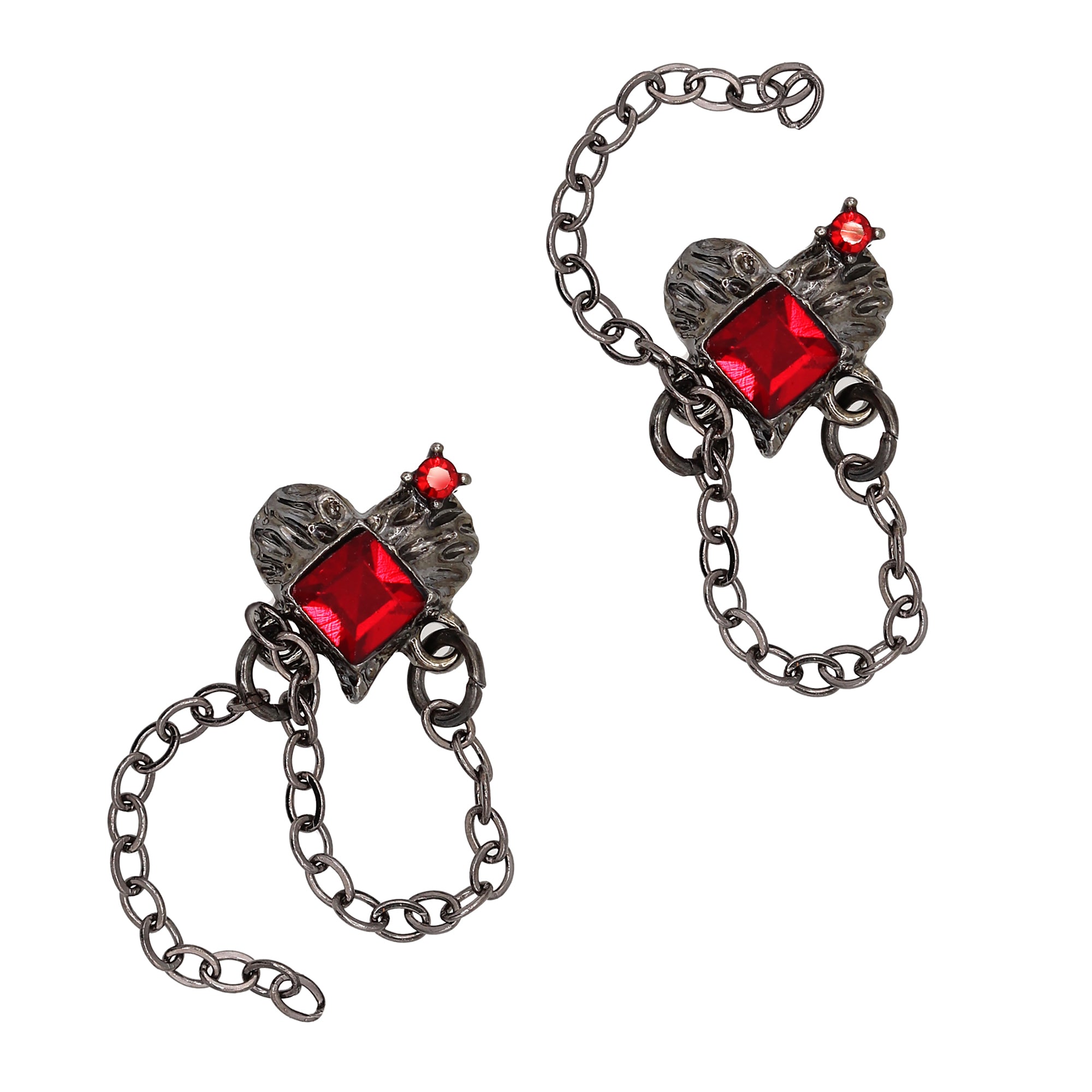 Shackled Heart / Gunmetal / Ruby Halloween Nail Charm Chain Shackled Heart / Gunmetal / Ruby Red Crystal