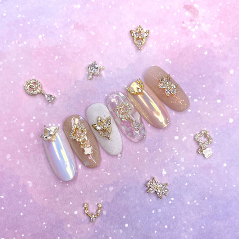Pear Drop Tiara / Zircon Charm / Gold Gem Nail Jewelry Fashion