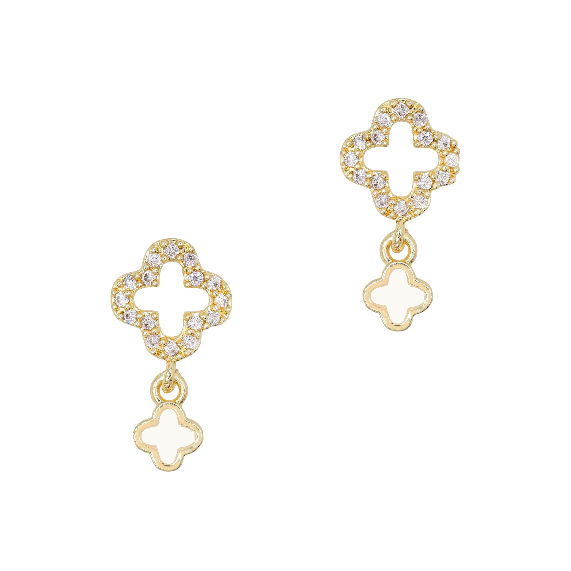 Four Leaf Clover Dangle / Zircon Charm / Gold Four Leaf Clover Dangle / Zircon Charm / Gold Nail Jewelry Decor